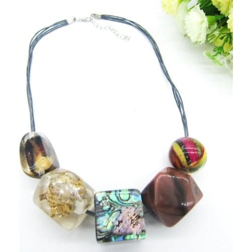 Multiply Patterns and shapes Freely Moveable Beads 46cm Cord Women`s Necklace