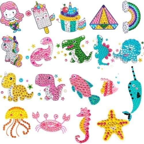 4MM Big Shinny 5D DIY Diamond Painting Kits for Kids Mosaic Sticker by Numbers Kits Arts and Crafts Set for Children