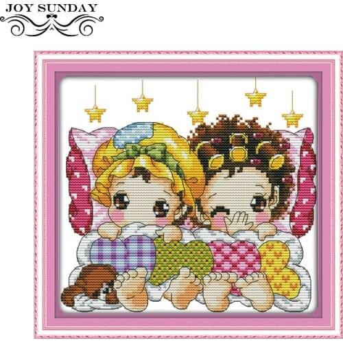 Joy Sunday Sleeping Cross Stitch Stamped Kits 11CT 14CT DIY Handwork Counted Printed DMC Chinese Embroidery Kits Needlework Sets
