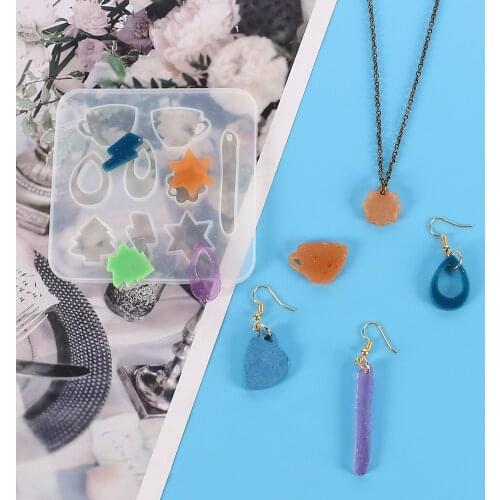 New Diy Crystal Epoxy Silicone Mold, Geometric Figure Earrings, Pendants, Earrings, Small Flower Jewelry Collection, Epoxy Model