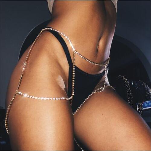 New Rhinestone Leg Chain Metal Tassel Chain Harness women bra Harness hain bra Crystal Body Jewelry