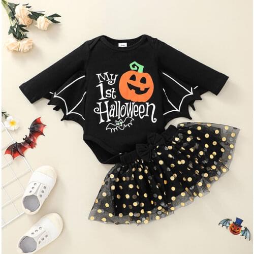 Autumn New Baby Long Sleeve Romper and Dress Set Two-piece Novelty Girls Halloween Clothes