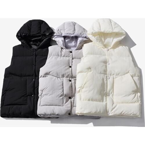 Solid Hooded Vest Men Winter Down 2020 New Autumn Warm Casual Sleeveless Jacket Men Oversized Thick Single Breasted Couple Vests