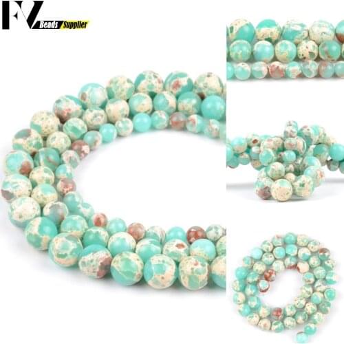 Wholesale 6 8 10mm Natural Green Shoushan Stone Spacer Round Beads For Jewelry Making DIY Bracelets Necklace Needlework 15"