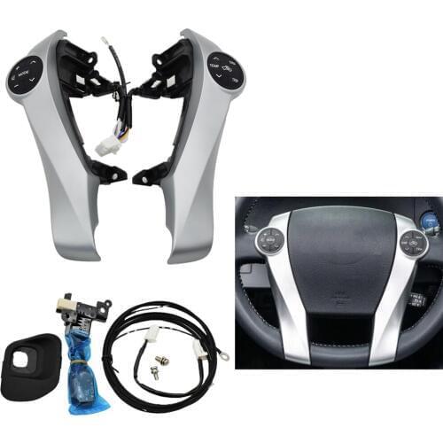 Piano black button switch for Prius / Prius C / Aqua Steering wheel buttons phone cruise controller car accessories Silver