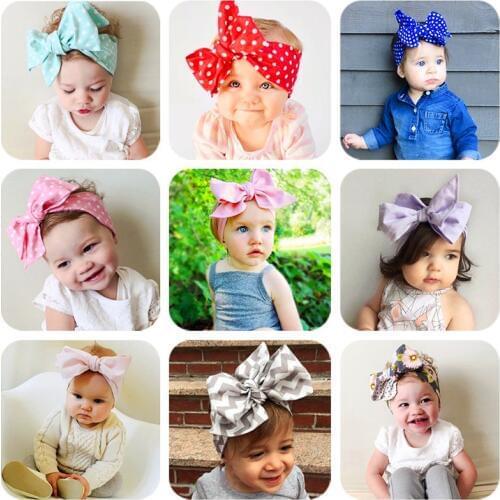 Handwork DIY Baby ties Big bow turban Headbands for kids little girls hair Head band Wrap Accessories Cotton Hairbands Headdress