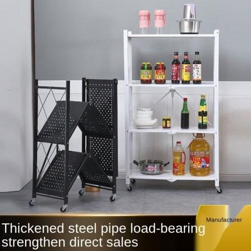 Simple Kitchen Storage Rack Floor Installation-Free Folding Rack Multi-Scene Finishing Storage Rack Iron Multilayer Storage Rack