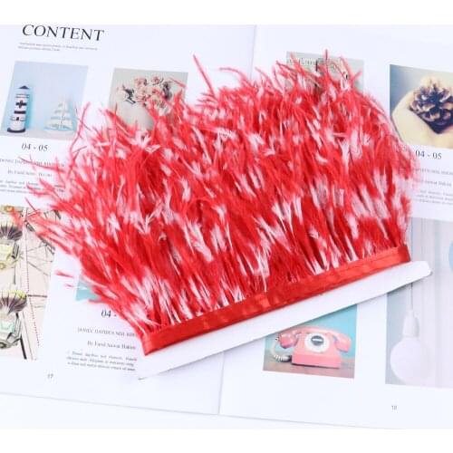 Fluffy Tie Dye Ostrich Feathers Trim Fringe DIY Wedding Clothes Sewing Accessories Carnival Dress Decoration Plumes Ribbon Craft