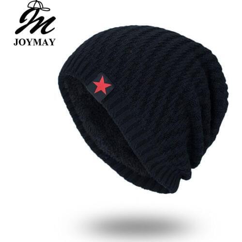 Joymay 2018 Brand New Winter Autumn Beanies Hat Unisex Warm Soft Skull Knitting Cap Hats Star Caps For Men Women WM061
