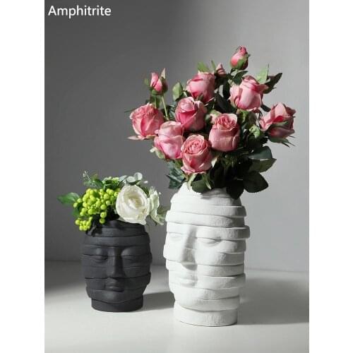 Nordic Ceramic Art Creative Home Wedding Decoration Accessories Face Modern Vase Sculpture Living Room Dining Table Desk