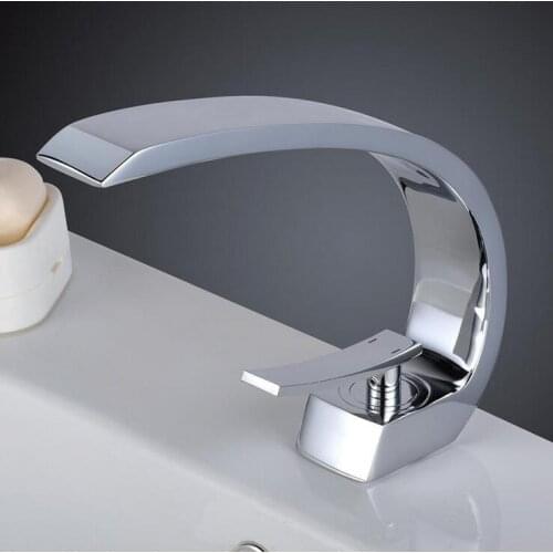 Bathroom bend wash basin faucet mixer tap, Brass toilet sink basin faucet chrome plated, Copper sink basin faucet water tap