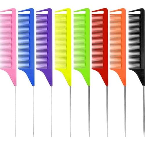Fine Tooth Metal Rat Tail Combs Anti-static Parting Comb ABS Weaving Highlighting Foiling Hair Comb for hair stylist