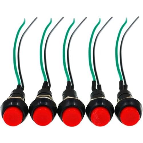 1Pc Universal Motorcycle Switch Button Flameout Self-Pushing With Two Wire Car button small conversion horn headlight switch