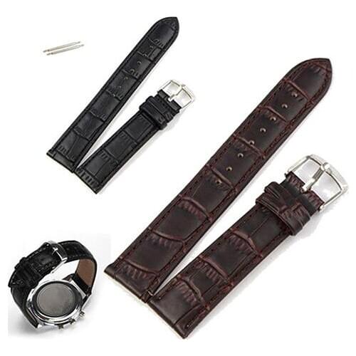 Universal 18/20/22mm PU Luxury Faux Leather Buckle Lug Wrist Watch Band Replacement Strap