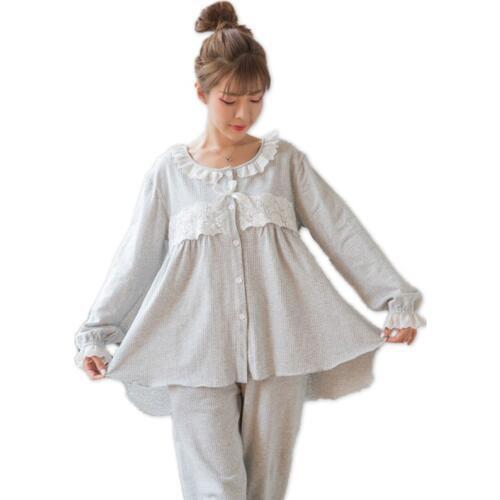 Spring Autumn Maternity Breastfeeding Wear Set Cotton postpartum pregnant women pajamas sleepwear Long-sleeved nursing sets