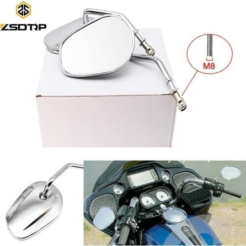 ZSDTRP Chrome Motorcycle Rearview Mirrors For Harley Dyna Sportster XL 1200 883 Street Bob Electra Glide M8 Rearview Mirrors