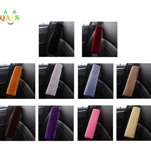 2pcs Car Seatbelt Cover Sheepskin Seat Belt Pillow Pad Seat belt Safety Strap