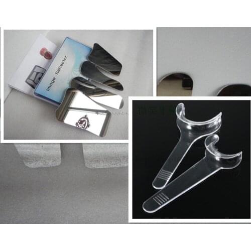 4PCS Dental Clinic Stainless Steel Photography Mirrors Orthodontic Intra-oral + 8xRetractor Cheek Lip Mouth Opener