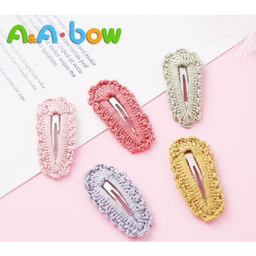 5pcs Nylon Solid Snap Hair Clips Vintage Hollow Cable Braid BB Hairpin Barrettes Baby Headwear Kids Hair Accessories for Girl