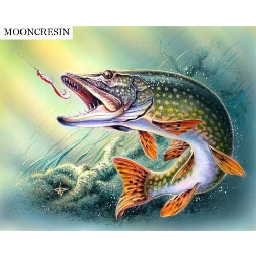 DIY Diamond Painting Animal Diamond Embroidery Cross Stitch Crystal Round Drill Sets Unfinished Fish Jumping Mosaic Kits Decor