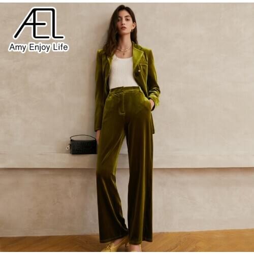 Женские бархатные брючные костюмы Amyenjoylife China At AliExpress