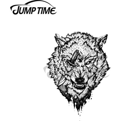 JumpTime 13 x 5.8cm For Wolf and Dagger Car Sticker VAN Personality Laptop Decal Camper Silhouette Windows Auto JDM Assessoires