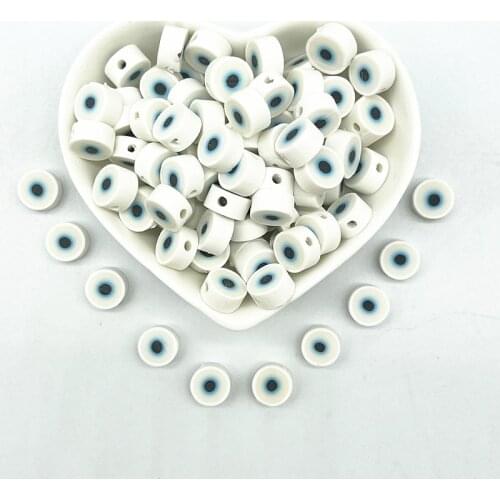 NEW 30pcs10mm White Eye Beads Polymer Clay Spacer Loose Beads for Jewelry Making DIY Bracelet Accessories