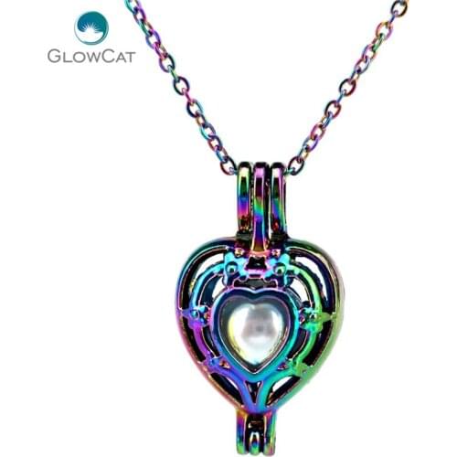 C429 COLORS Hollow out a heart Necklace Pendant Aroma Essential Oil Diffuser Locket Necklace
