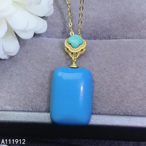 KJJEAXCMY fine jewelry natural blue Turquoise 925 sterling silver women pendant necklace chain support test exquisite