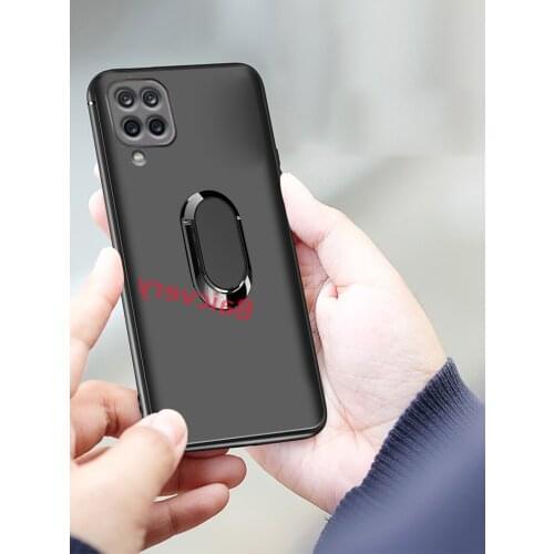 Ultra Thin Finger Magnetic Ring Matte Case for Galaxy M32 Matte Black Silicone TPU Cover for Samsung Galaxy M32 M325 SM-M325F