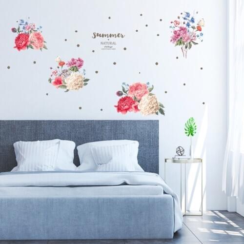 Four beautiful flower clusters Wall Sticker home decoration living room background decor self-adhesive wallpaper study stickers