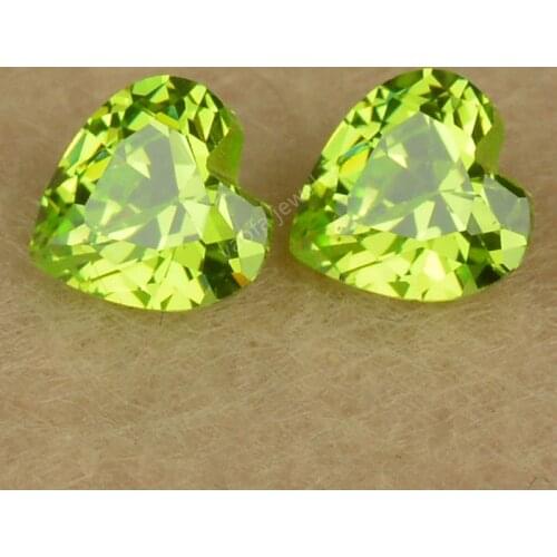 Sale 3*3~12*12mm 5A Apple Green Color Synthetic Gems Cubic Zirconia Stone Heart Shape Cut CZ Loose Lab Zricon Stone For Jewelry