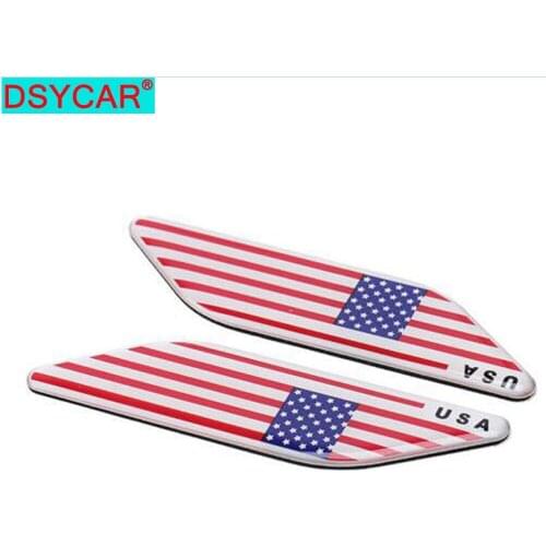 DSYCAR 2Pcs/Set 3D Metal US American Flag Car Emblem Badge Sticker for Cars