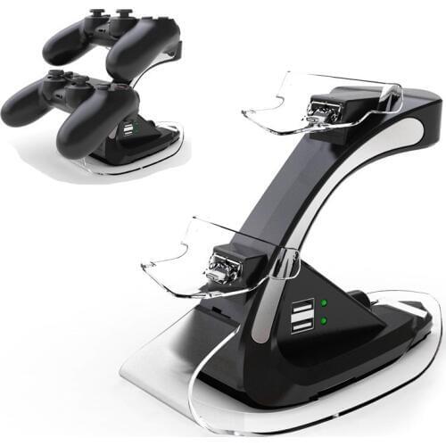 Dual USB Charging Dock Station for Sony PS4 PlayStation 4 PS4 Slim PS4 Pro Game Controller Stand Holder Black GT Charger