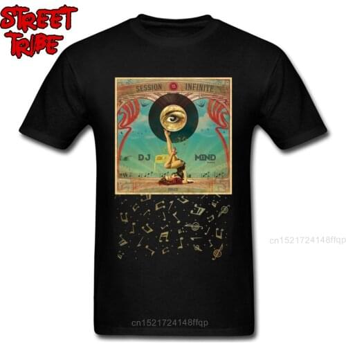 DJ Music Tees For Men T-shirts Summer T Shirt Vintage Punk Tshirt Pin Up Girl Printed On Adult Clothing Cotton Black Shirts