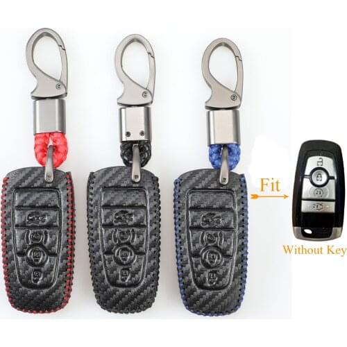 Kutery 10pcs 4 Butttons Leather Remote Key Case For Ford Fusion Mustang Explorer F-150 F-250 F-350 2017 2018