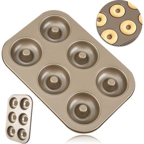 JX-LCl Nonstick Wilton 6 Cavity Doughnut Donut Baking Cake Dessert Pan Tin Mold Maker