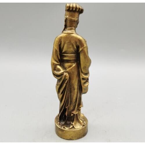 CHINA antique brass fengshui Zhuge Liang small Statue Metal crafts family decorations statue