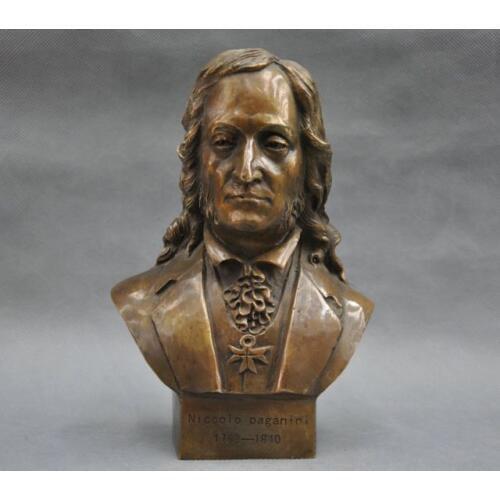 Chinese Old 8'' Italian Great Musician Niccolo Paganini Bust BRASS Statue Burners decoration BRASS factory outlets
