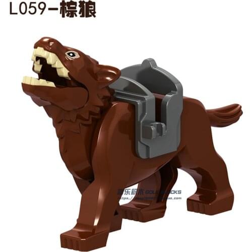 Ring animal Riding Wolf elk White Wolf Brown wolf gray wolf L060 L059 l083 puzzle block toy Building Block Figures Toy For Kids