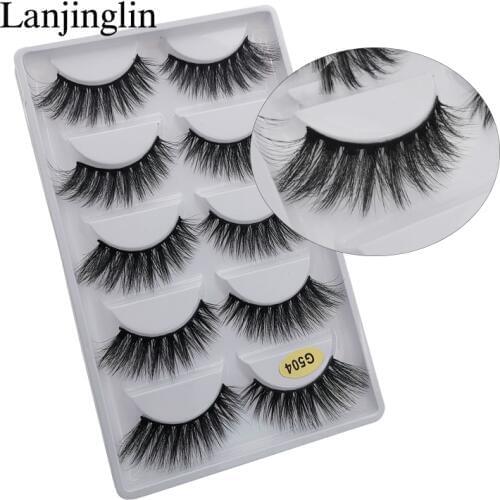 LANJINGLIN 3/5 pairs 3D mink hair false eyelashes natural long eye lashes wispy makeup eyelash extension sexy fake lash cilios