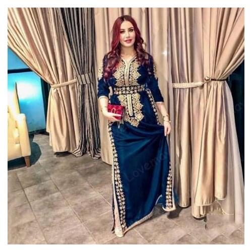 Moroccan Caftan DubaiEvening Dresses 2021 Appliqued Lace Arabic Muslim Special Occasion Dresses Evening Prom Party Gowns