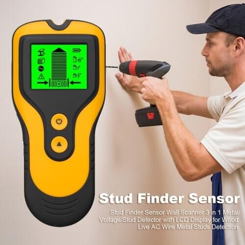 Stud Finder Sensor Wall Scanner 3 in 1 Metal/Voltage/Stud Detector with LCD Display for Wood Live AC Wire Metal Studs Detection