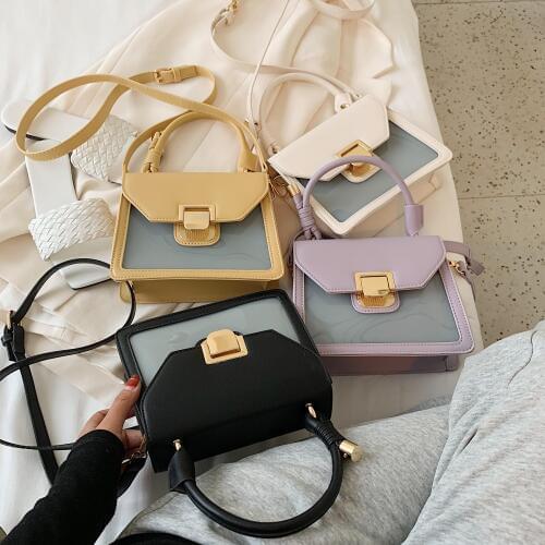 Mini PU Leather Contrast Color Shoulder Messenger Bags Female Fashion Summer Travel Handbags Female Cute Totes