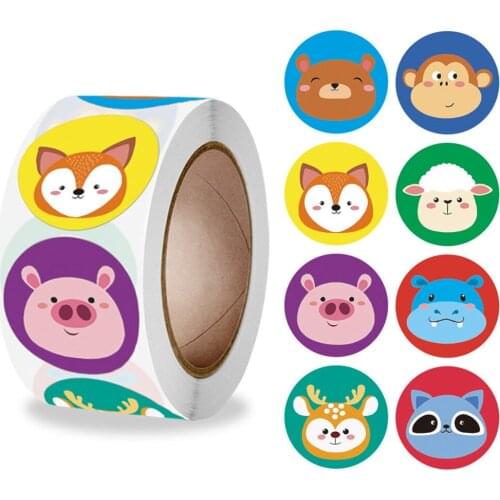 Cartoon Sticker 500pcs/Roll Cute Animals Bear Hippo Cat Scrapbooking Sealing Labels Reward Stickers Kids Toys For Children Gift