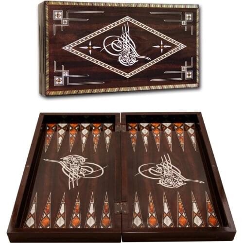 Antique Ottoman Backgammon Set Orient Wooden Folding Chess Checkers Draughts Ancient King Wood Board Game Party Adult Gift Box