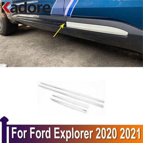For Ford Explorer 2020 2021 ABS Carbon Fiber Side Door Body Molding Line Cover Trim Decoration Exterior Accessories