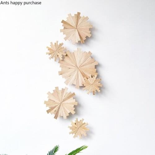 Irregular Solid Wood Wall Decoration Three-piece Set Wall-mounted Ornaments Pendant Crafts Home Accessories Hanging Decorations