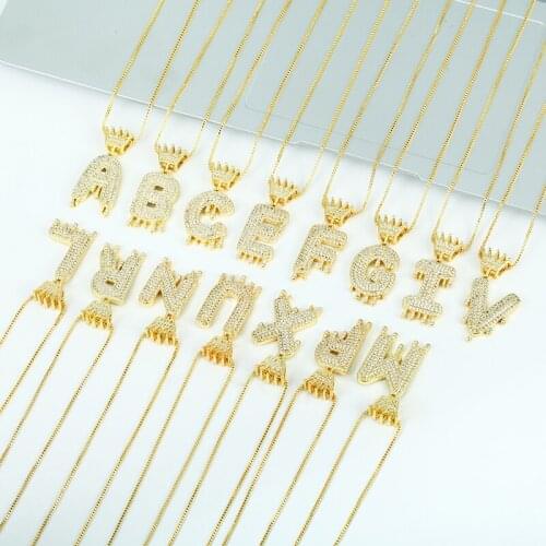 Daihe Punk Gold Plated Crown Letters Pendant Necklace Women Good Lucky Adjustable Zircon Copper Necklace Female Gift Jewelry New