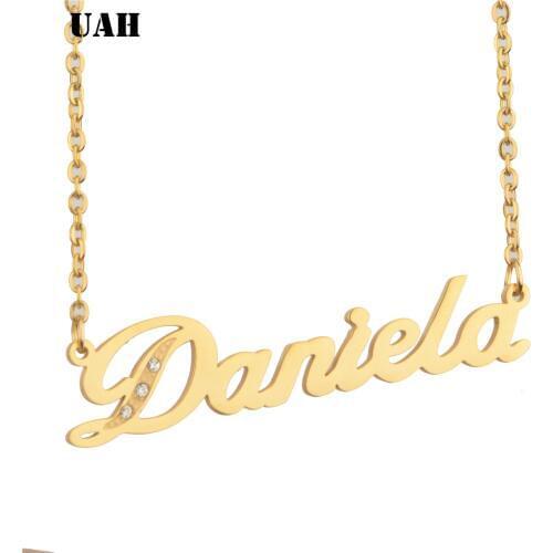 UAH Daniela Name Crystal Pendant Necklace or Customize Name for Women Chain Necklaces Women Personalized Name Necklace